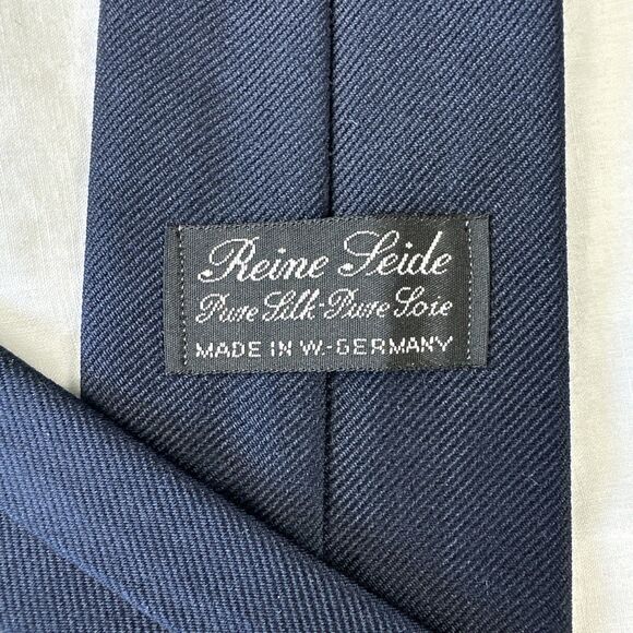 Reine Seide Italy Men's Dark Blue With Sailing Ship 100% Silk Tie Nautical 2.75” - Picture 7 of 8